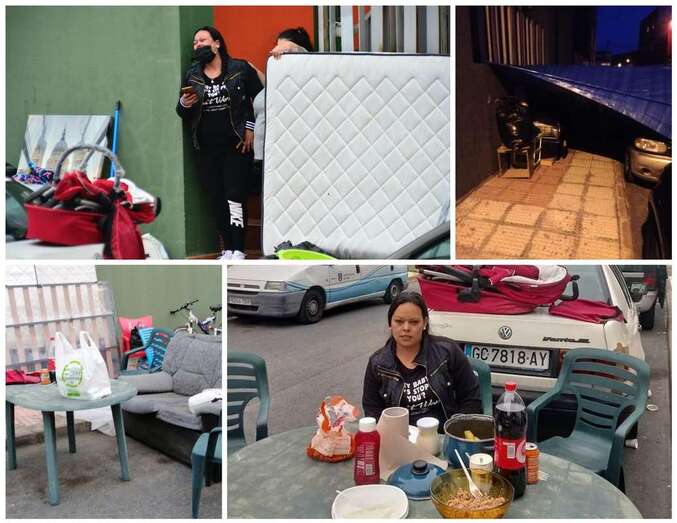 Los enseres de la familia de Itahisa Pérez en la calle de Ebro/TA.